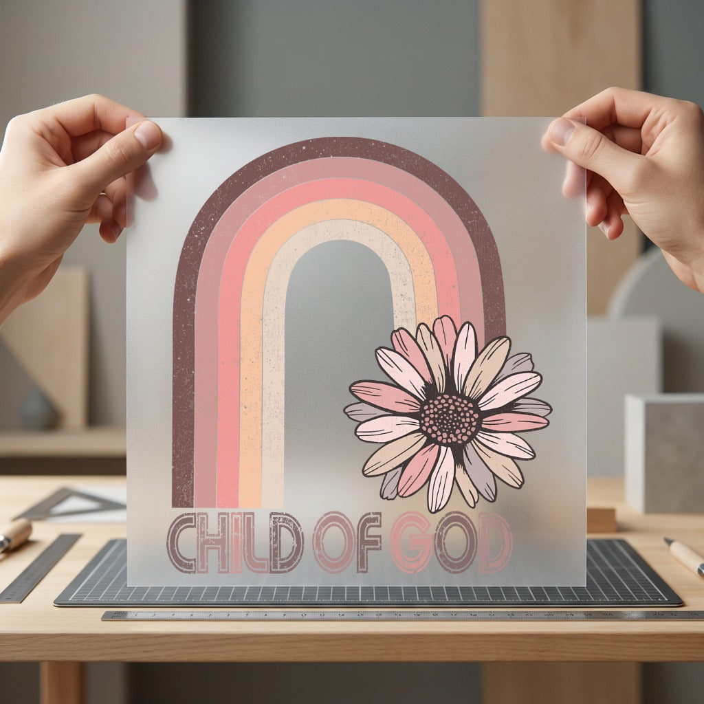 Child God Boho Rainbow Christian Faith Ready to Press DTF Transfer for Dtf