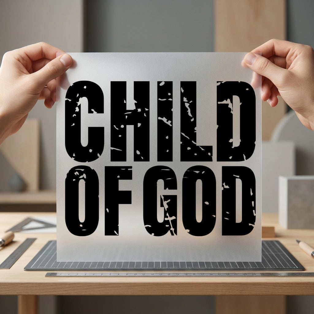 Child God Distressed Font Christian Faith Ready to Press DTF Transfer for Dtf