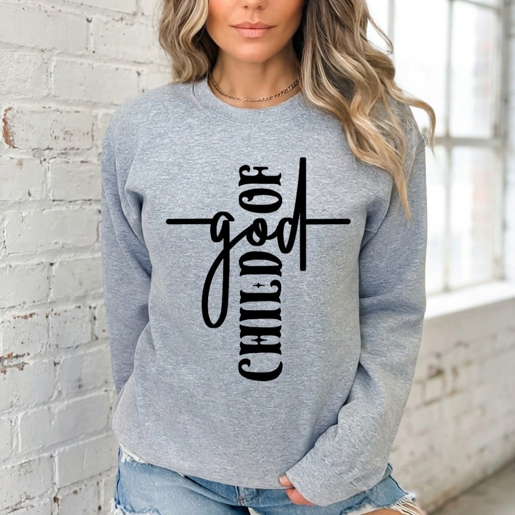 Child of God Cross | Faith Identity Sweatshirt - Luckets.com