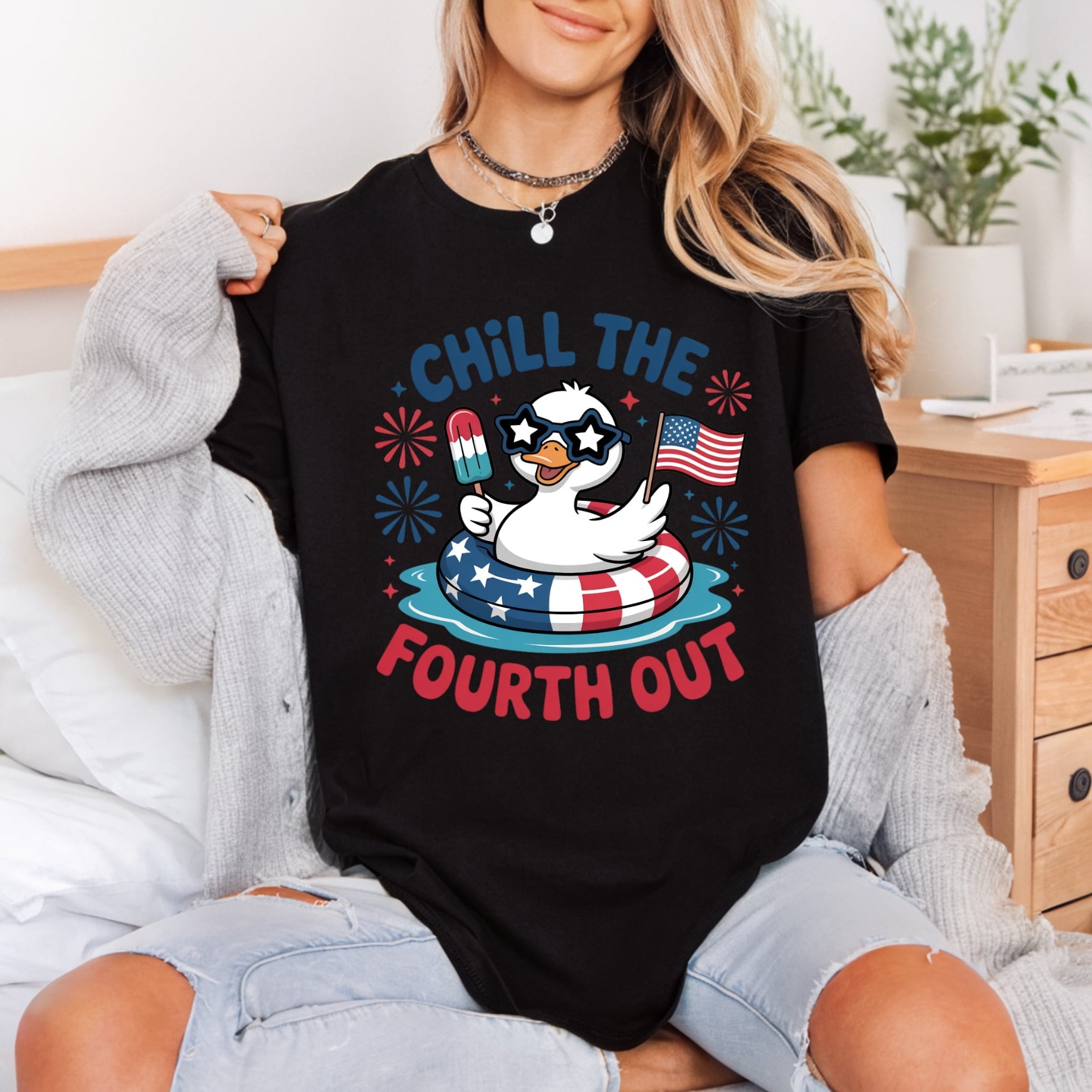 Chill Fourth Out Duck Fourth Of July 4th Of July Ready to Press DTF Transfer for Dtf