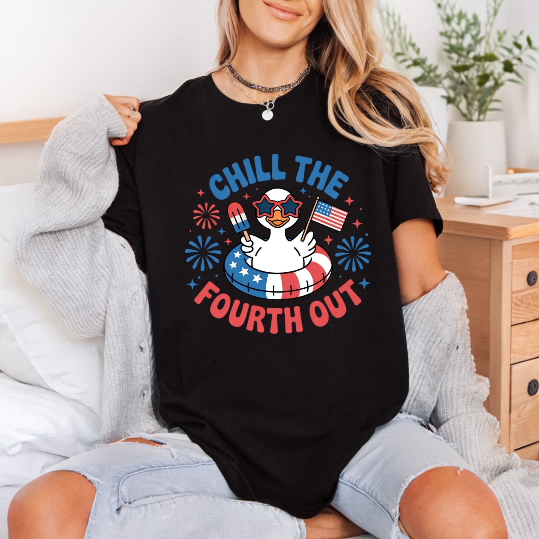 Chill Fourth Out Duck Fourth Of July 4th Of July Ready to Press DTF Transfer for Dtf