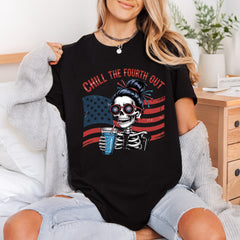 Chill Fourth Out Skeleton 4th Of July Patriotic Ready to Press DTF Transfer for Dtf