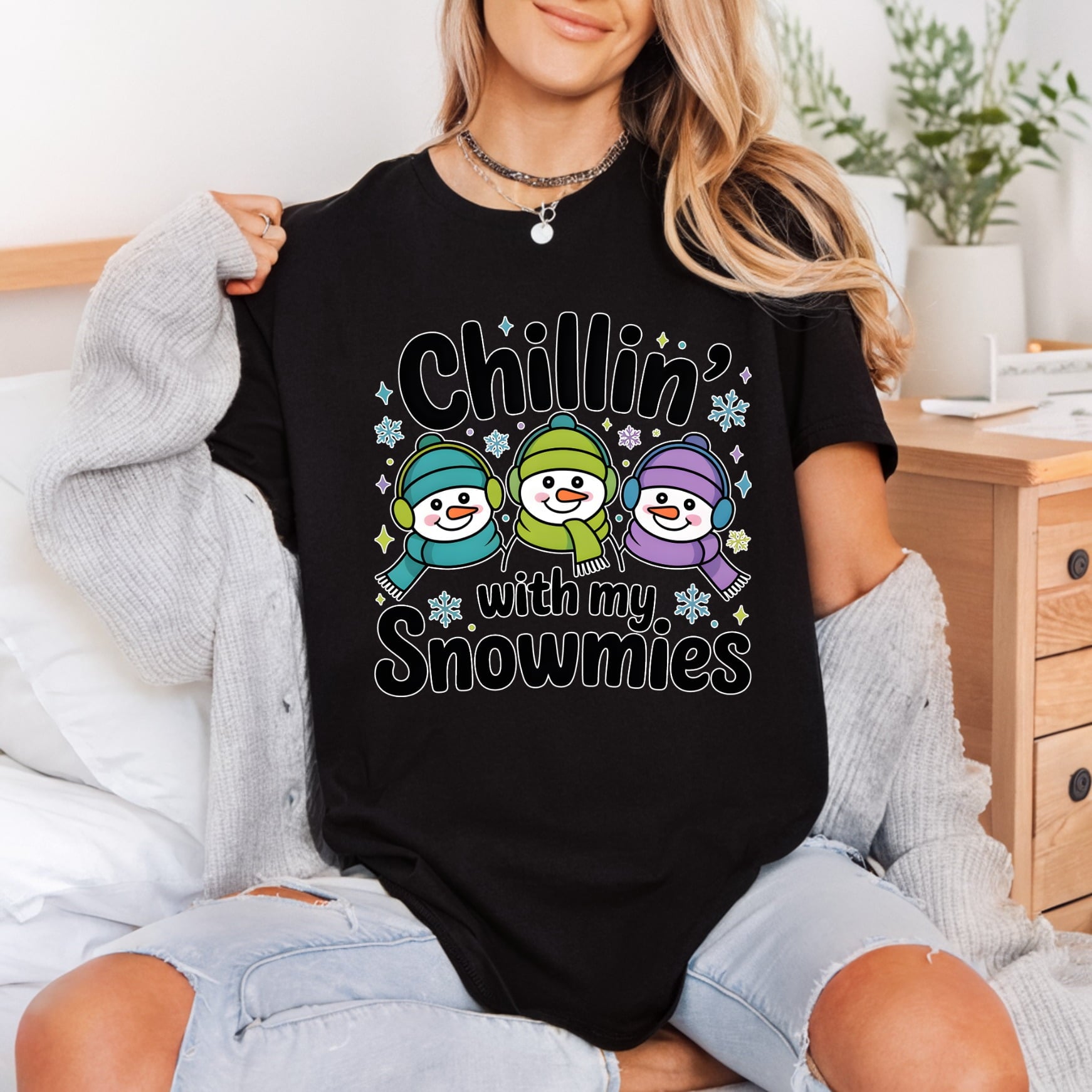 Chillin Snowmies Winter Diy Christmas Winter Ready to Press DTF Transfer for Dtf
