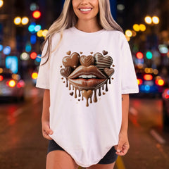 Chocolate Kiss Lips Sweet Valentine Ready to Press DTF Transfer for Dtf