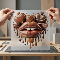 Chocolate Kiss Lips Sweet Valentine Ready to Press DTF Transfer for Dtf