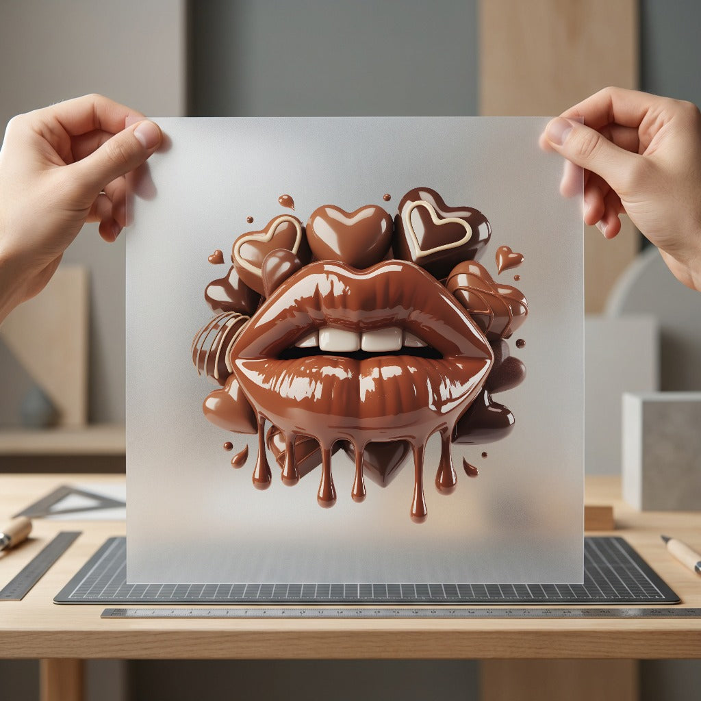 Chocolate Lips Hearts Sweet Valentine Ready to Press DTF Transfer for Dtf