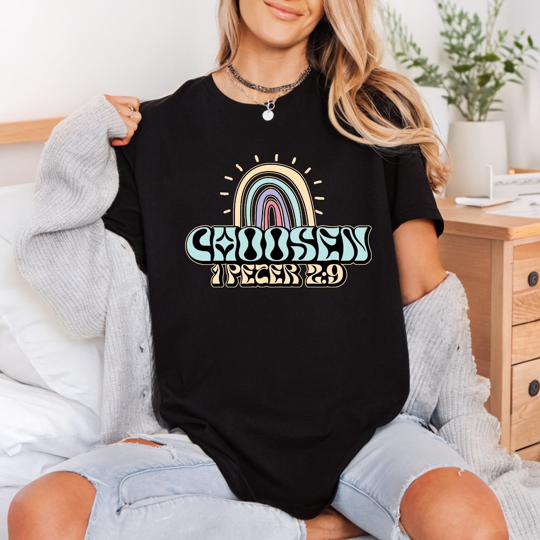 Chosen Peter Retro Rainbow Christian Faith Ready to Press DTF Transfer for Dtf
