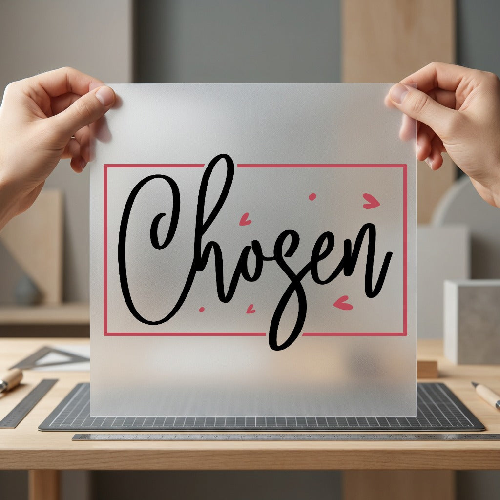 Chosen Script Hearts Valentine Christian Faith Ready to Press DTF Transfer for Dtf