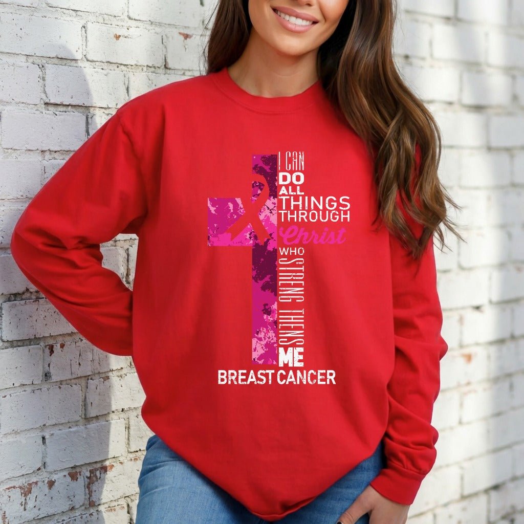 Christ Strengthens Me | Breast Cancer Awareness Sweatshirt - Luckets.com