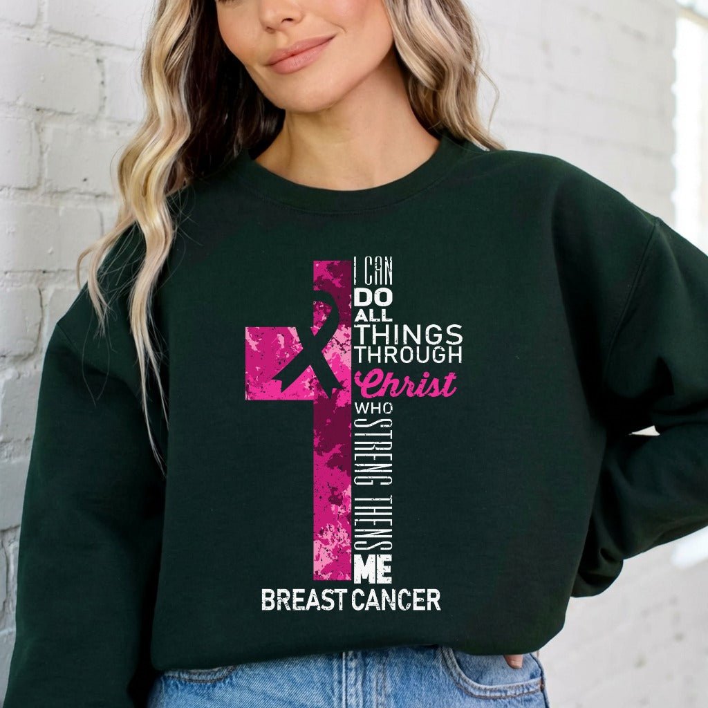 Christ Strengthens Me | Breast Cancer Awareness Sweatshirt - Luckets.com