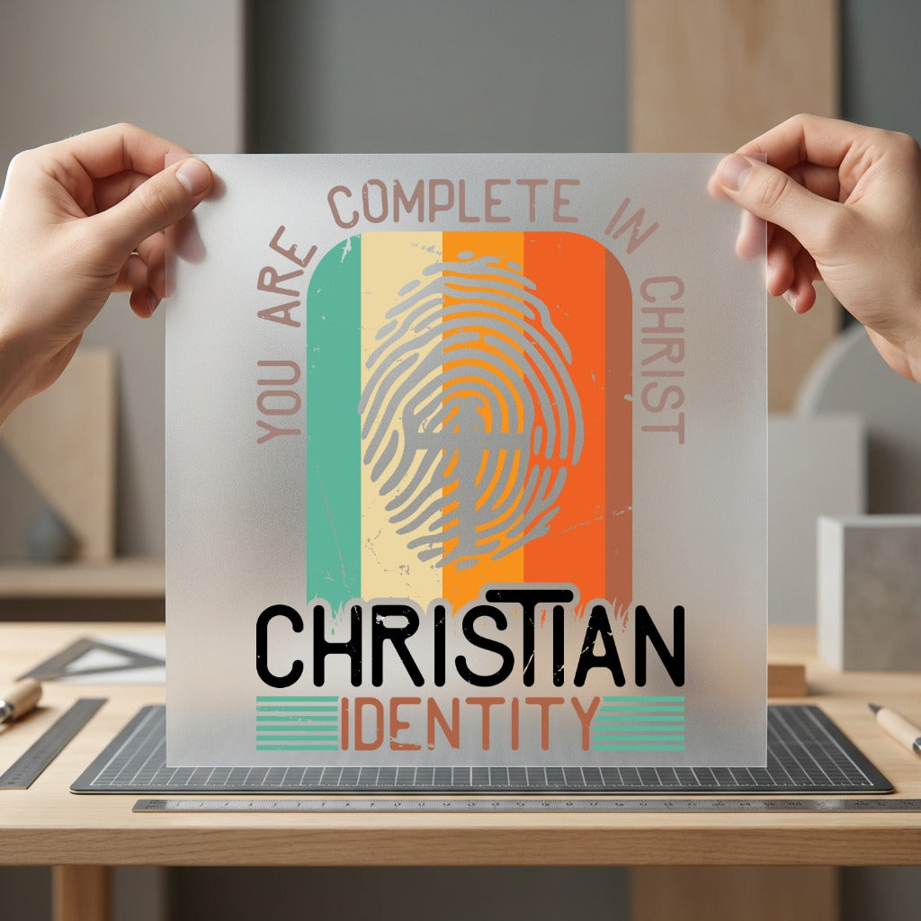Christian Identity Fingerprint Retro Christian Faith Ready to Press DTF Transfer for Dtf
