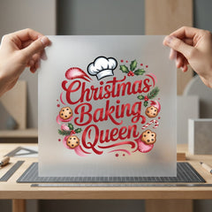 Christmas Baking Queen Holiday Christmas Funny Ready to Press DTF Transfer for Dtf