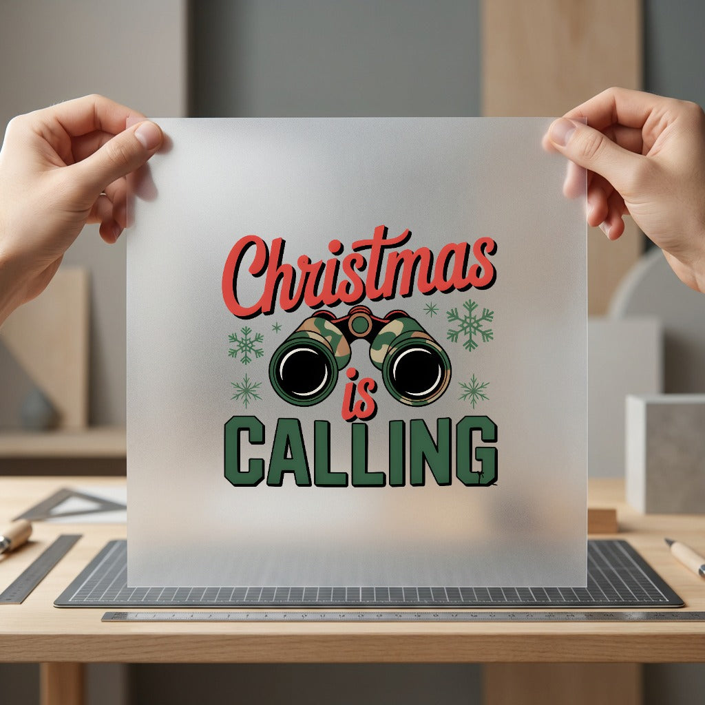 Christmas Calling Binoculars Holiday Christmas Hunting Ready to Press DTF Transfer for Dtf