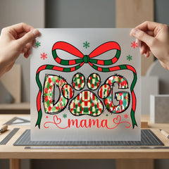 Christmas Dog Mama Paw Christmas Mom Ready to Press DTF Transfer for Dtf