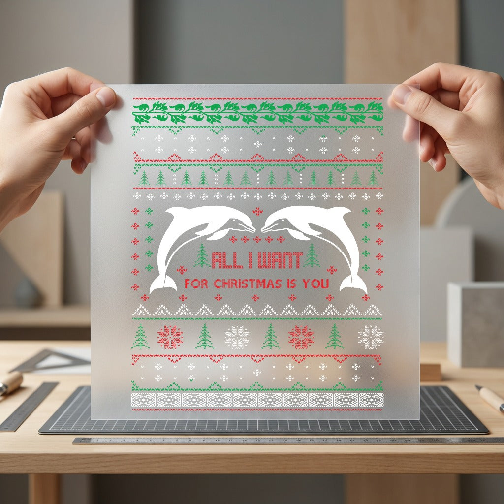 Christmas Dolphins Ugly Sweater Christmas Ready to Press DTF Transfer for Dtf