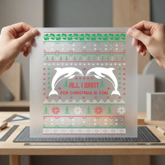 Christmas Dolphins Ugly Sweater Christmas Ready to Press DTF Transfer for Dtf