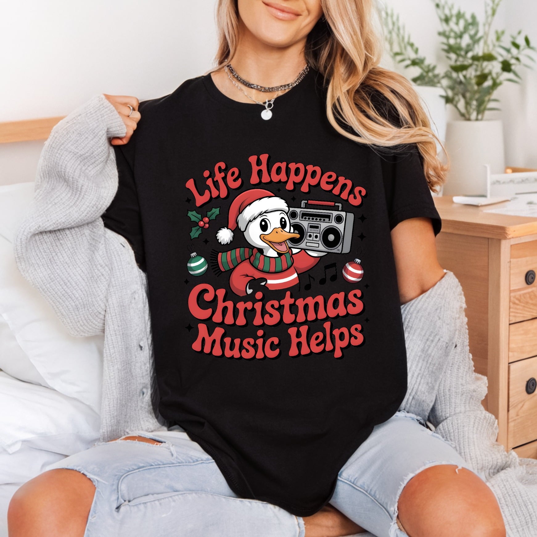 Christmas Duck Boombox Retro Christmas Funny Ready to Press DTF Transfer for Dtf