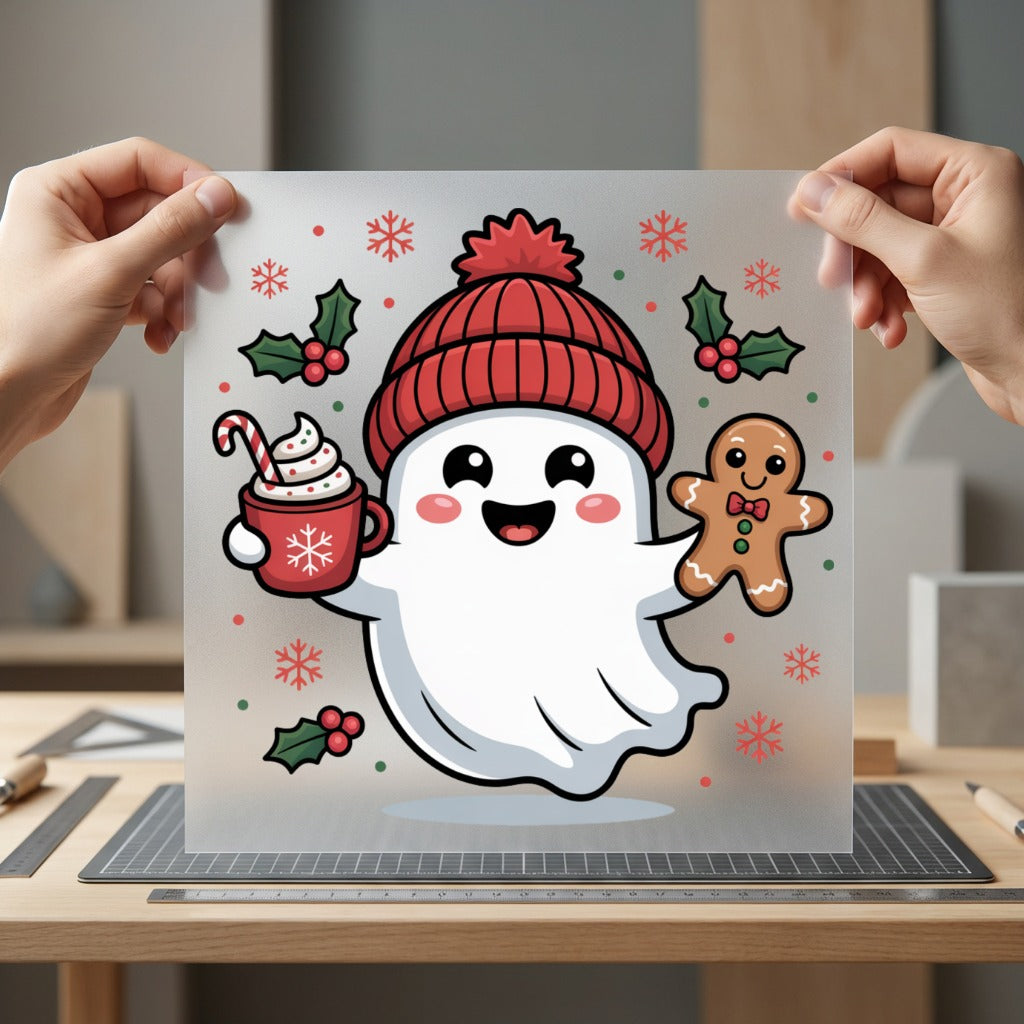 Christmas Ghost Holiday Diy Christmas Winter Ready to Press DTF Transfer for Dtf