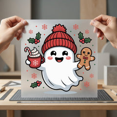 Christmas Ghost Holiday Diy Christmas Winter Ready to Press DTF Transfer for Dtf