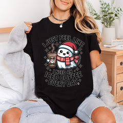 Christmas Ghost Iced Coffee Halloween Christmas Ready to Press DTF Transfer for Dtf