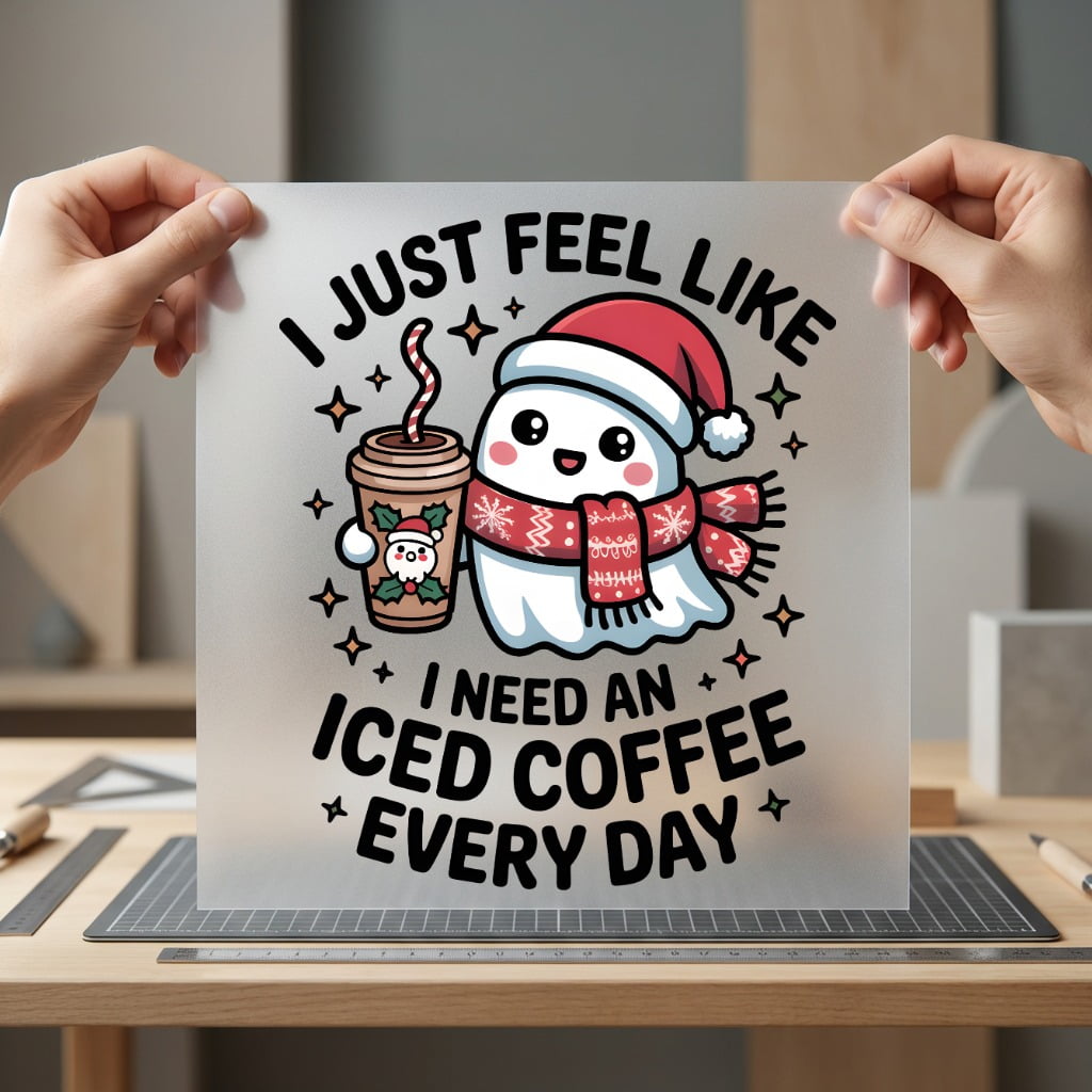 Christmas Ghost Iced Coffee Halloween Christmas Ready to Press DTF Transfer for Dtf