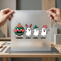 Christmas Ghosts Ornament Spooky Halloween Christmas Ready to Press DTF Transfer for Dtf