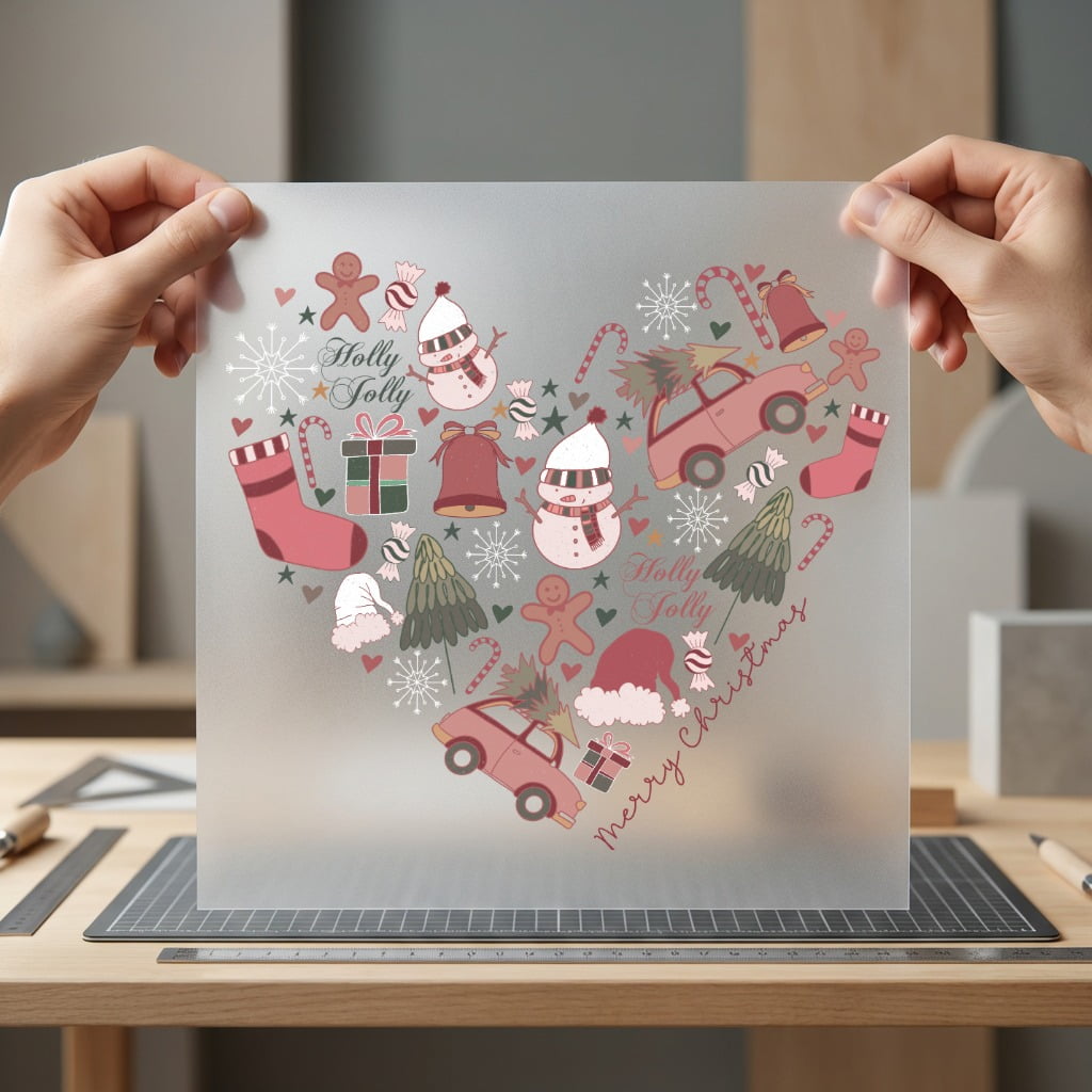 Christmas Holiday Elements Heart Christmas Winter Ready to Press DTF Transfer for Dtf