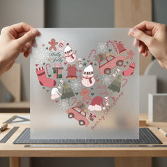 Christmas Holiday Elements Heart Christmas Winter Ready to Press DTF Transfer for Dtf