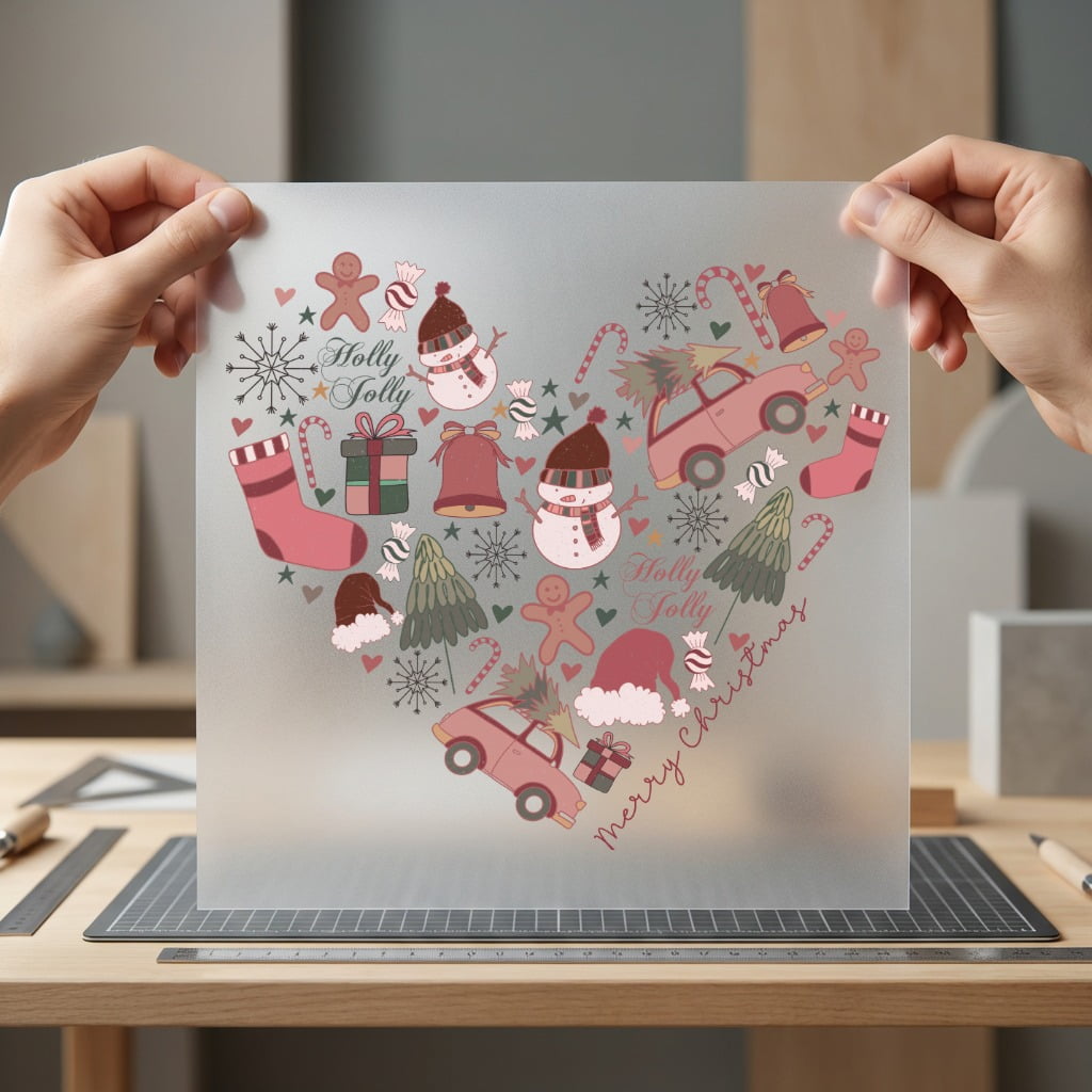 Christmas Holiday Elements Heart Christmas Winter Ready to Press DTF Transfer for Dtf