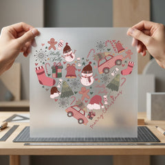 Christmas Holiday Elements Heart Christmas Winter Ready to Press DTF Transfer for Dtf