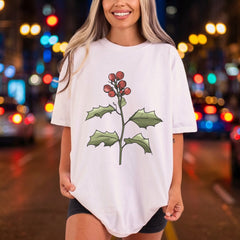 Christmas Holly Berries Botanical Christmas Ready to Press DTF Transfer for Dtf