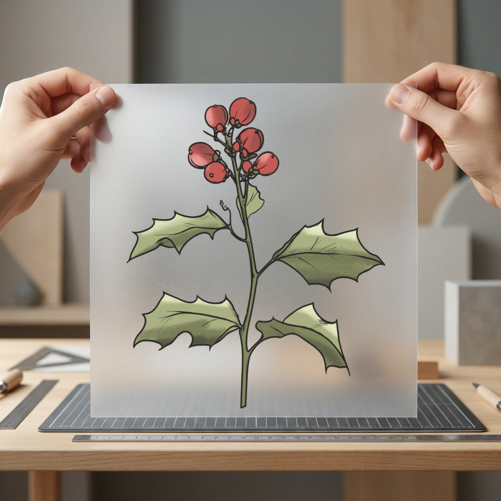 Christmas Holly Berries Botanical Christmas Ready to Press DTF Transfer for Dtf