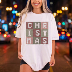 Christmas Knitted Block Holiday Christmas Ready to Press DTF Transfer for Dtf