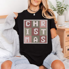 Christmas Knitted Block Holiday Christmas Ready to Press DTF Transfer for Dtf