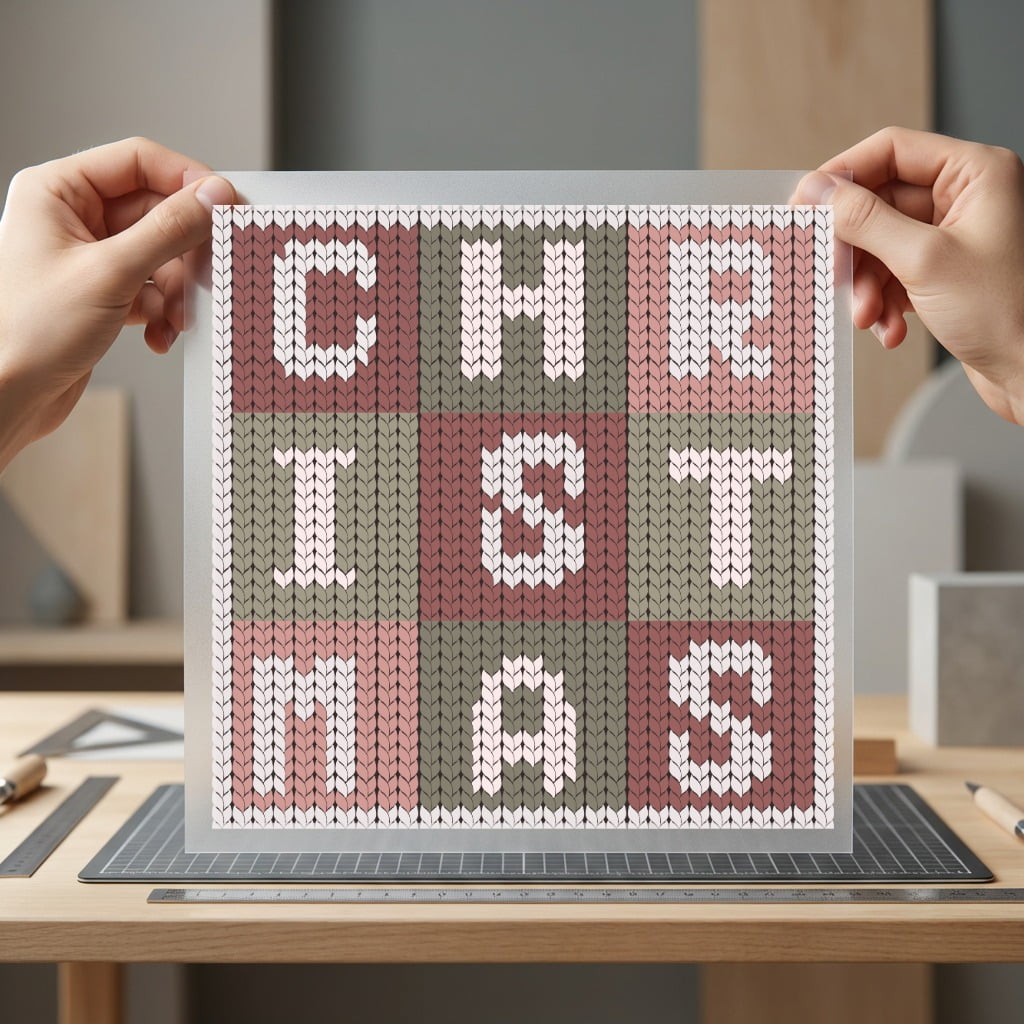 Christmas Knitted Block Holiday Christmas Ready to Press DTF Transfer for Dtf