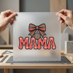 Christmas Mama Bow Bauble Christmas Mom Ready to Press DTF Transfer for Dtf
