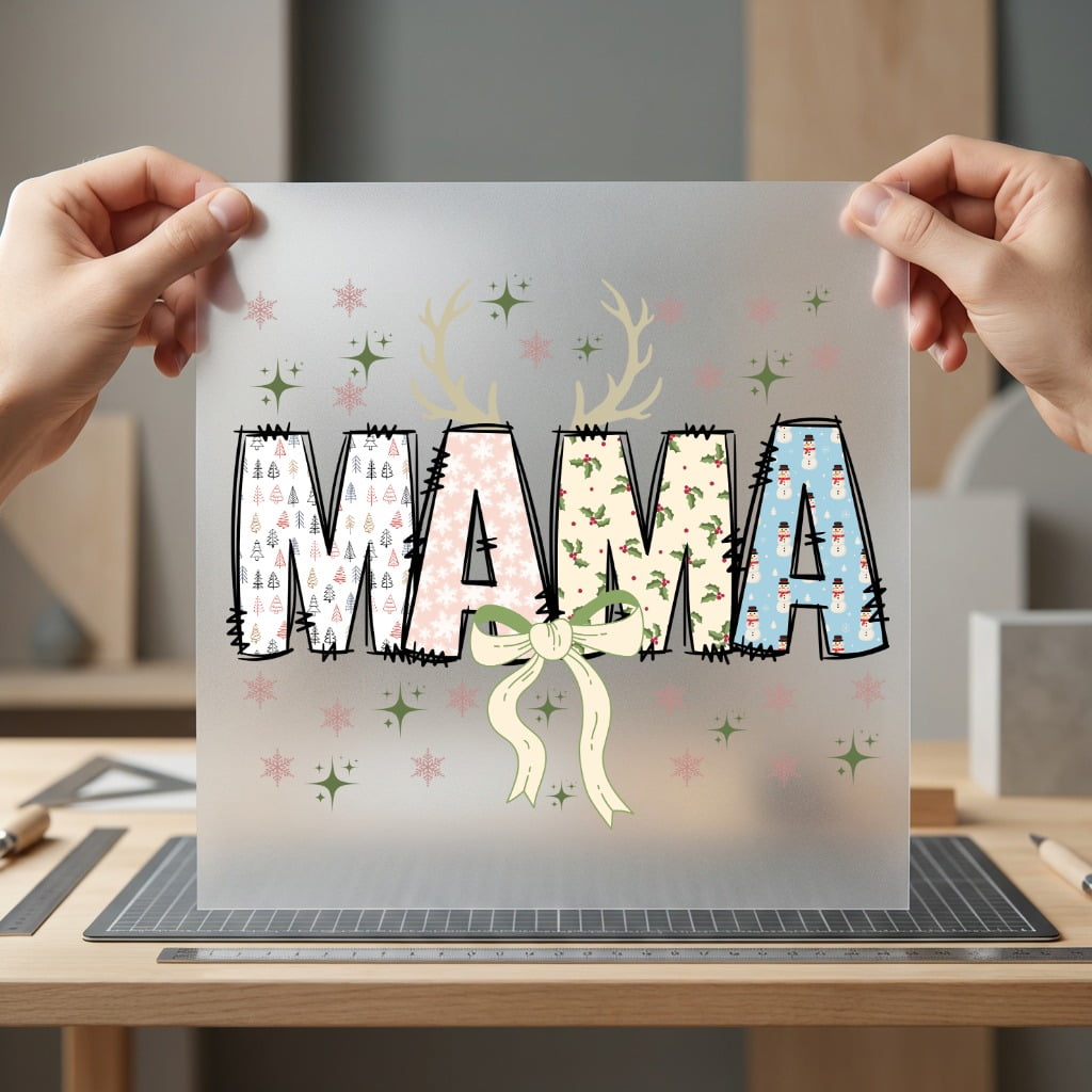 Christmas Mama Cozy Holiday Christmas Mom Ready to Press DTF Transfer for Dtf