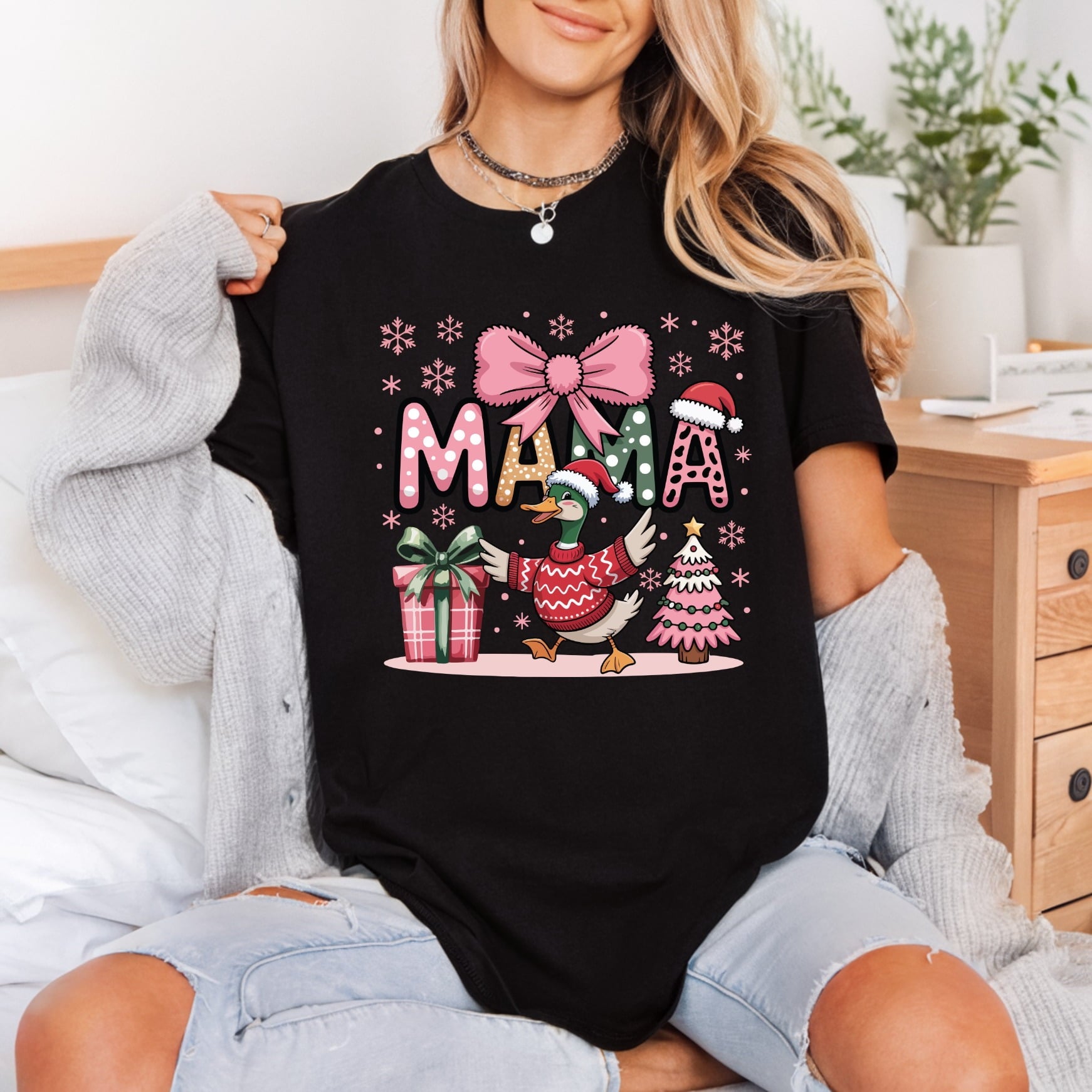 Christmas Mama Duck Holiday Christmas Mom Ready to Press DTF Transfer for Dtf