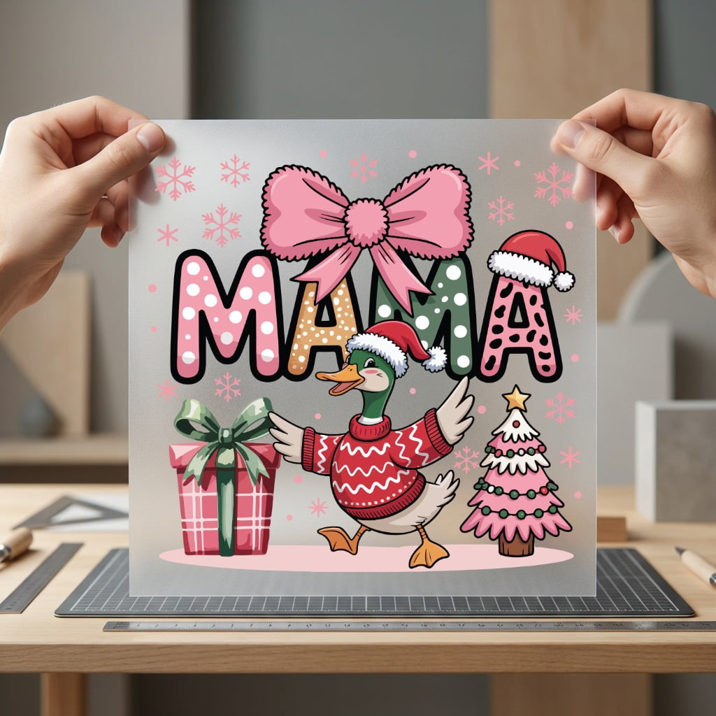 Christmas Mama Duck Holiday Christmas Mom Ready to Press DTF Transfer for Dtf