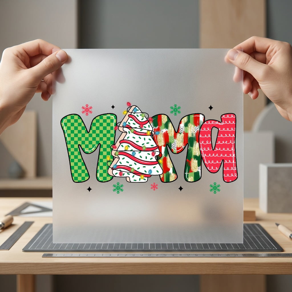 Christmas Mama Festve Plaid Christmas Mom Ready to Press DTF Transfer for Dtf