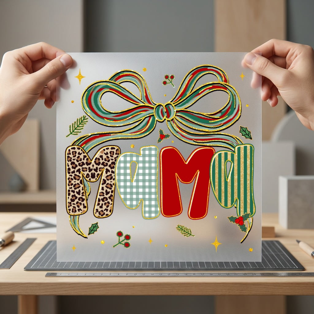 Christmas Mama Leopard Gingham Christmas Mom Ready to Press DTF Transfer for Dtf