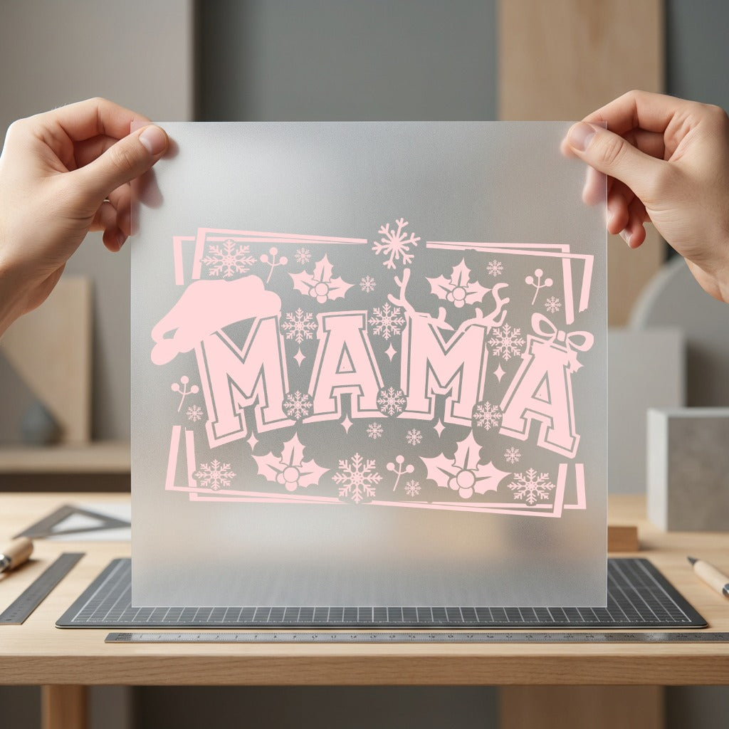 Christmas Mama Pink Holiday Christmas Mom Ready to Press DTF Transfer for Dtf