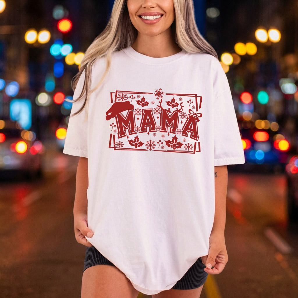 Christmas Mama Pink Holiday Christmas Mom Ready to Press DTF Transfer for Dtf