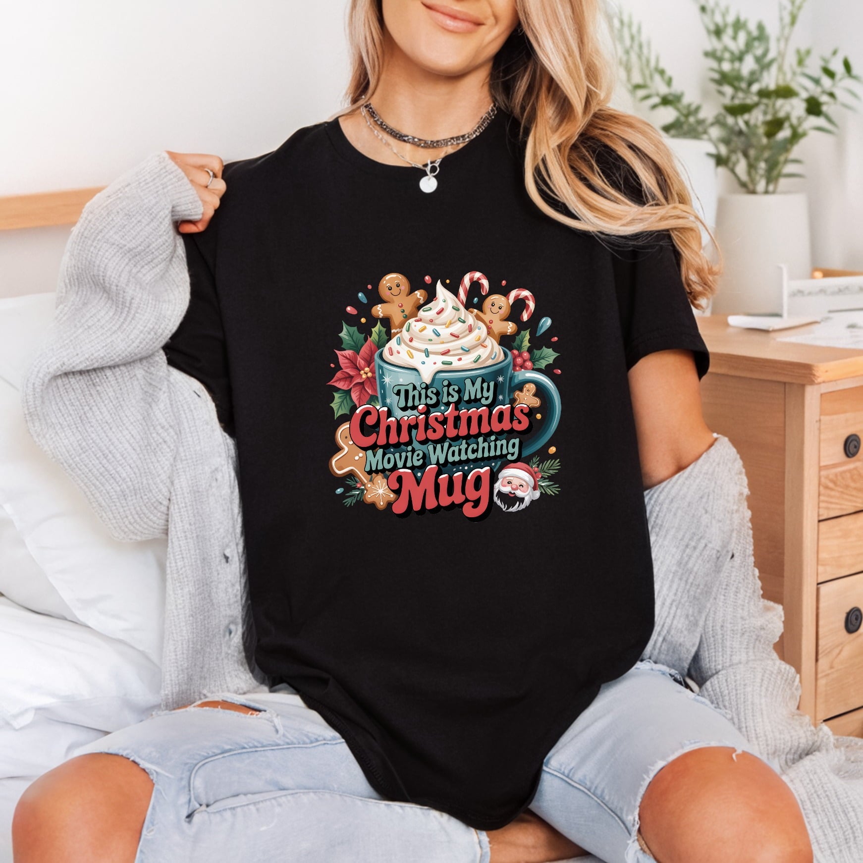 Christmas Movie Watching Festve Christmas Ready to Press DTF Transfer for Dtf