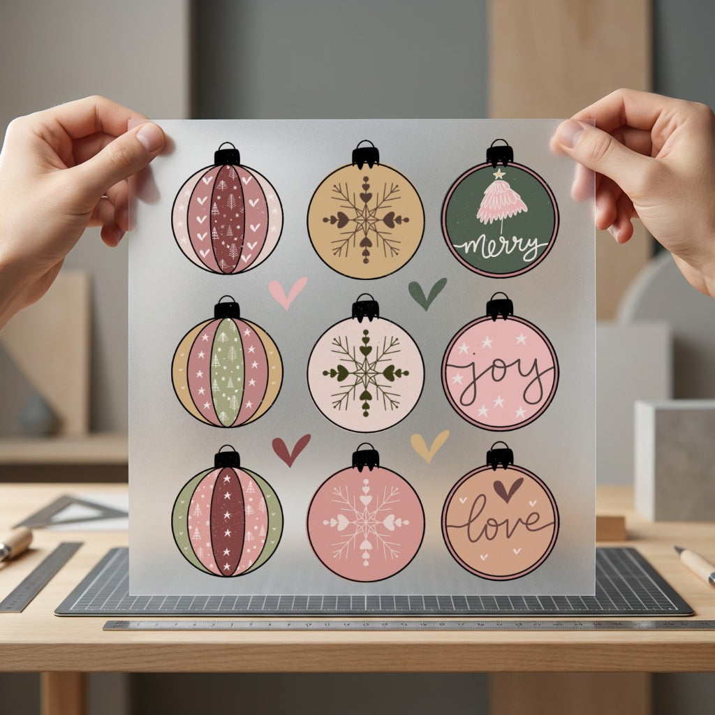 Christmas Ornament Collage Boho Christmas Vintage Ready to Press DTF Transfer for Dtf