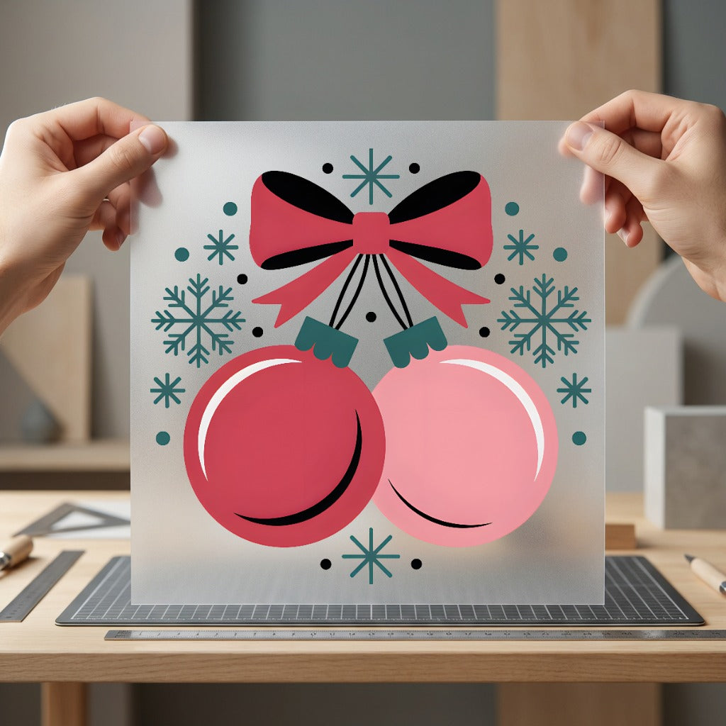 Christmas Ornaments Bow Festive Christmas Retro Ready to Press DTF Transfer for Dtf