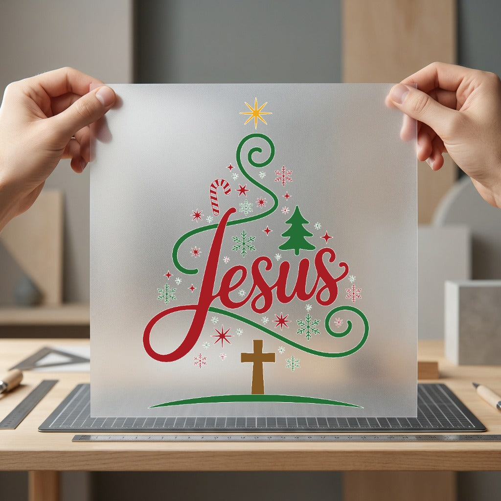 Christmas Tree Jesus Christian Christian Faith Ready to Press DTF Transfer for Dtf