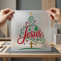 Christmas Tree Jesus Christian Christian Faith Ready to Press DTF Transfer for Dtf