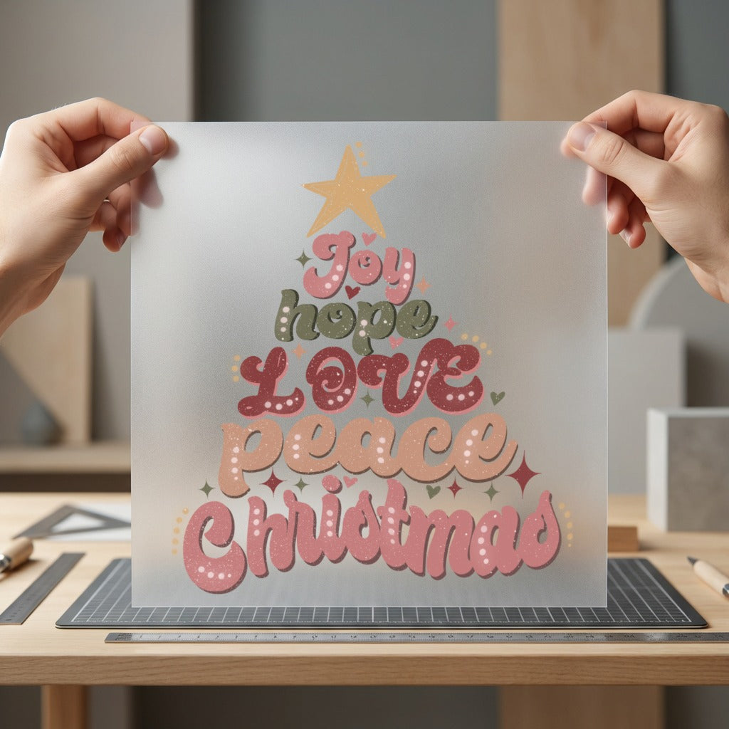 Christmas Tree Joy Love Faith Christmas Ready to Press DTF Transfer for Dtf