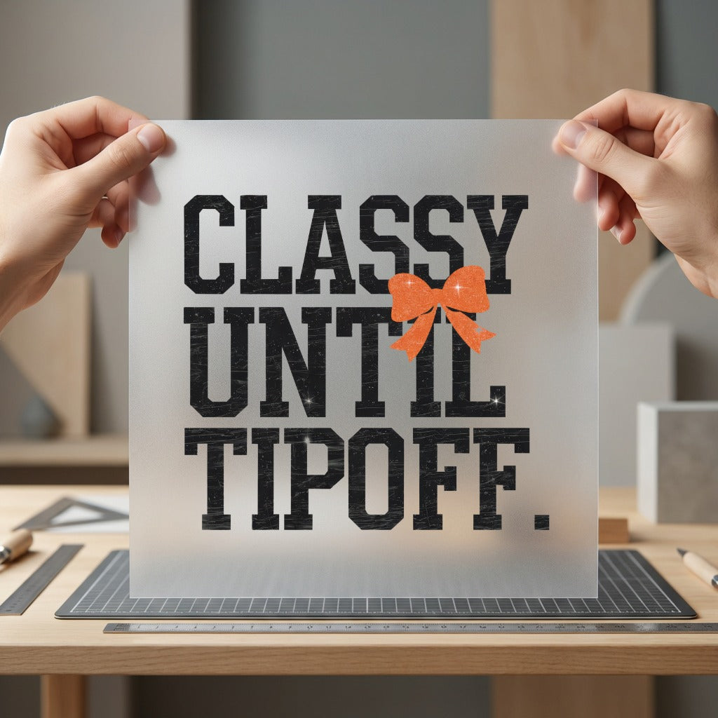 Classy Until Tipoff Game Mom Funny Ready to Press DTF Transfer for Dtf